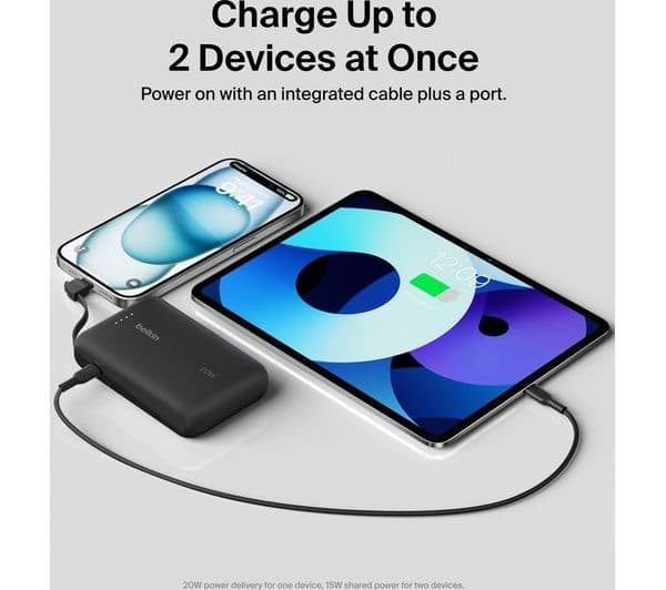 Belkin BoostCharge 20W 10000 mAh Power Bank with Integrated USB-C Cable Black - Image 7