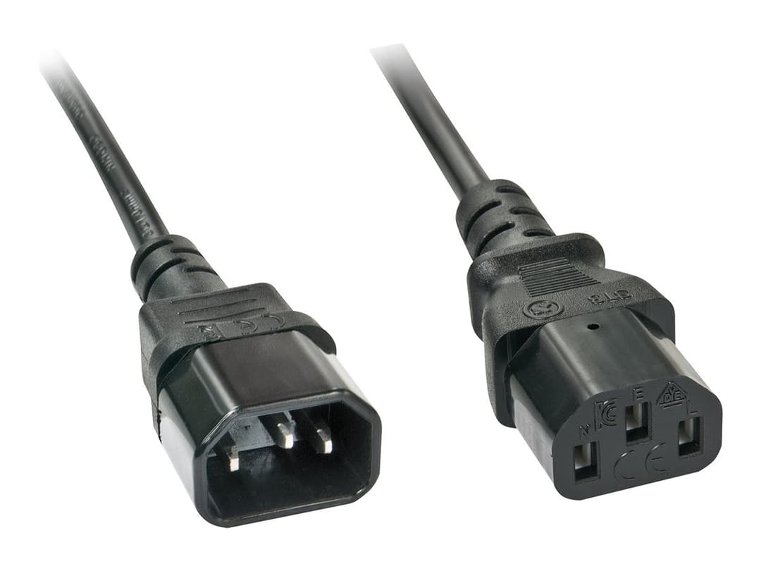Lindy 2m IEC C14 to C13 Mains Extension Cable - Black - Image 1