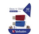 Verbatim Store 'n' Click USB 3.2 Gen 1 Flash Drive 32GB - Pack of 2 (Red & Blue) thumbnail 3