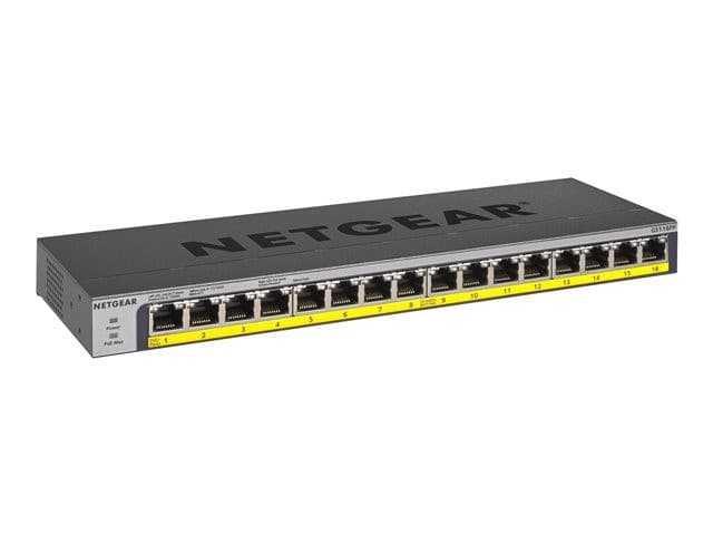 Netgear GS116PP 16-Port Gigabit Ethernet High-Power Unmanaged PoE+ Switch with FlexPoE - 183W