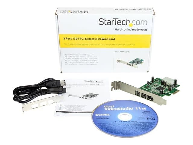 StarTech.com 3 Port 2b 1a 1394 PCI Express FireWire Card Adapter - 1394 FW PCIe FireWire 800 / 400 Card (PEX1394B3) - FireWire adapter - PCI Express x1 - 2 ports - Image 7