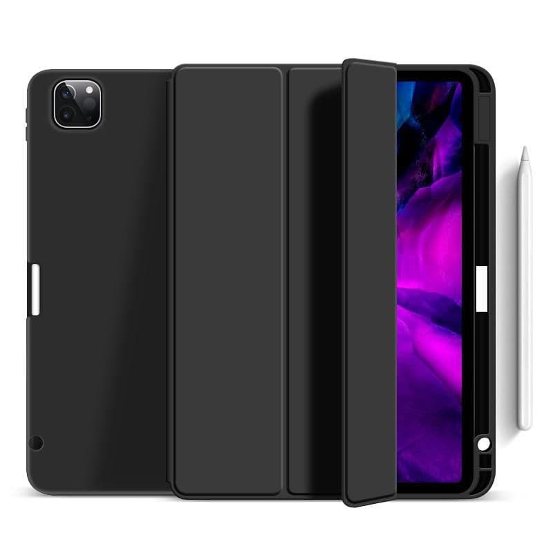 eSTUFF iPad Pro 11 2025/2024 MIAMI Pencil Case - Black PU leather front with soft TPU back. Pencil slot for charging in cover (ES68201210-BULK) - Image 1