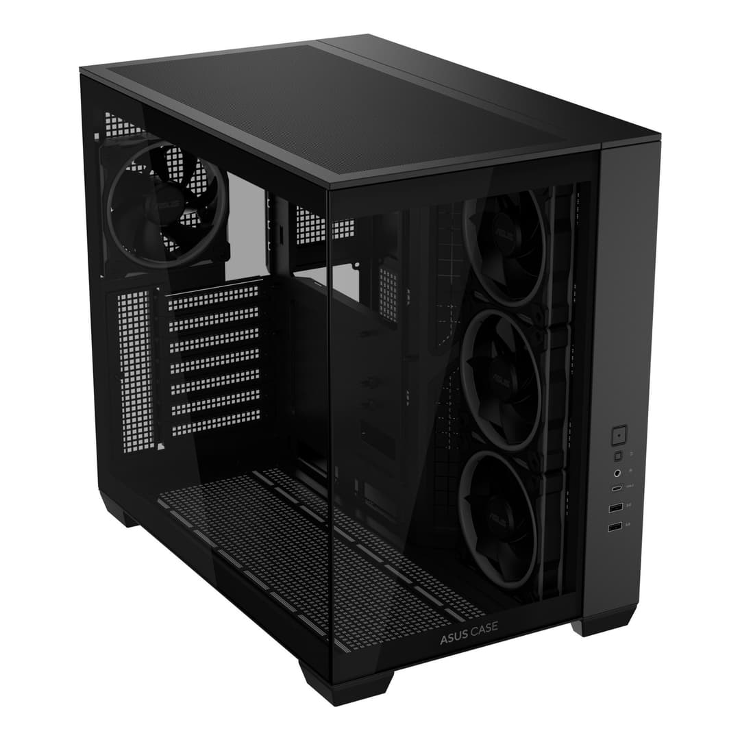 ASUS A32 PLUS ARGB Tempered Glass Dual-Chamber Mid-Tower Gaming PC Case - Black - Image 3