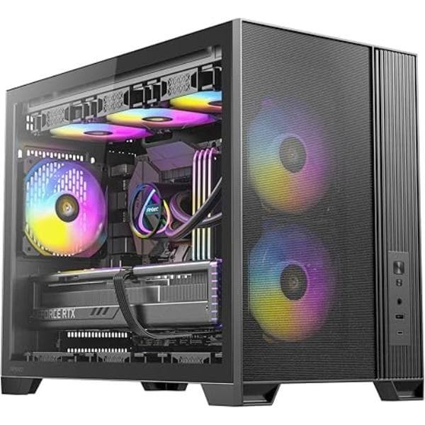 FLUX M 3 mm Tempered Glass Side Panel Micro-ATX Case - 6 x 120 Fans Included