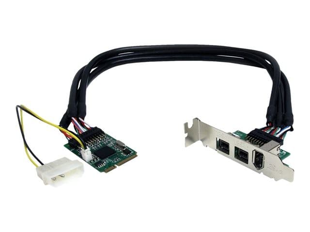 StarTech.com 3 Port 2b 1a 1394 Mini PCI Express FireWire Card Adapter - FireWire adapter - PCIe Mini Card - FireWire 800 - 2 ports + 1 x FireWire - MPEX1394B3 - FireWire adapter - PCIe Mini Card - 2 ports