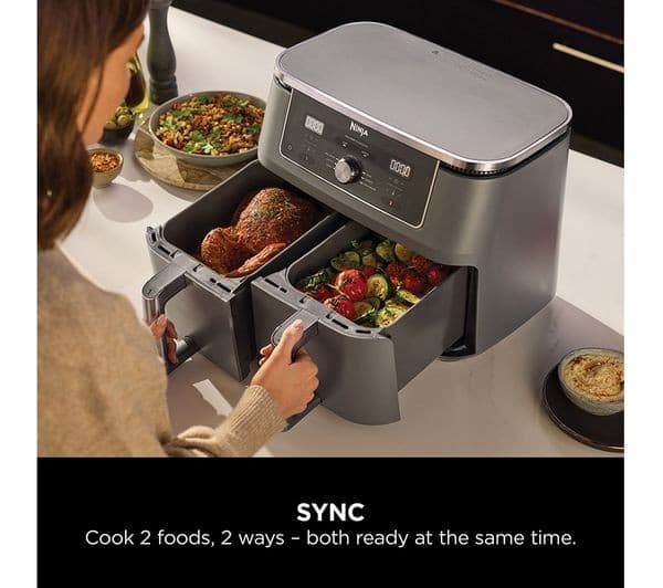 Ninja MAX 6-in-1 Dual Zone DZ400UK Air Fryer Gun Metal Grey - Image 3