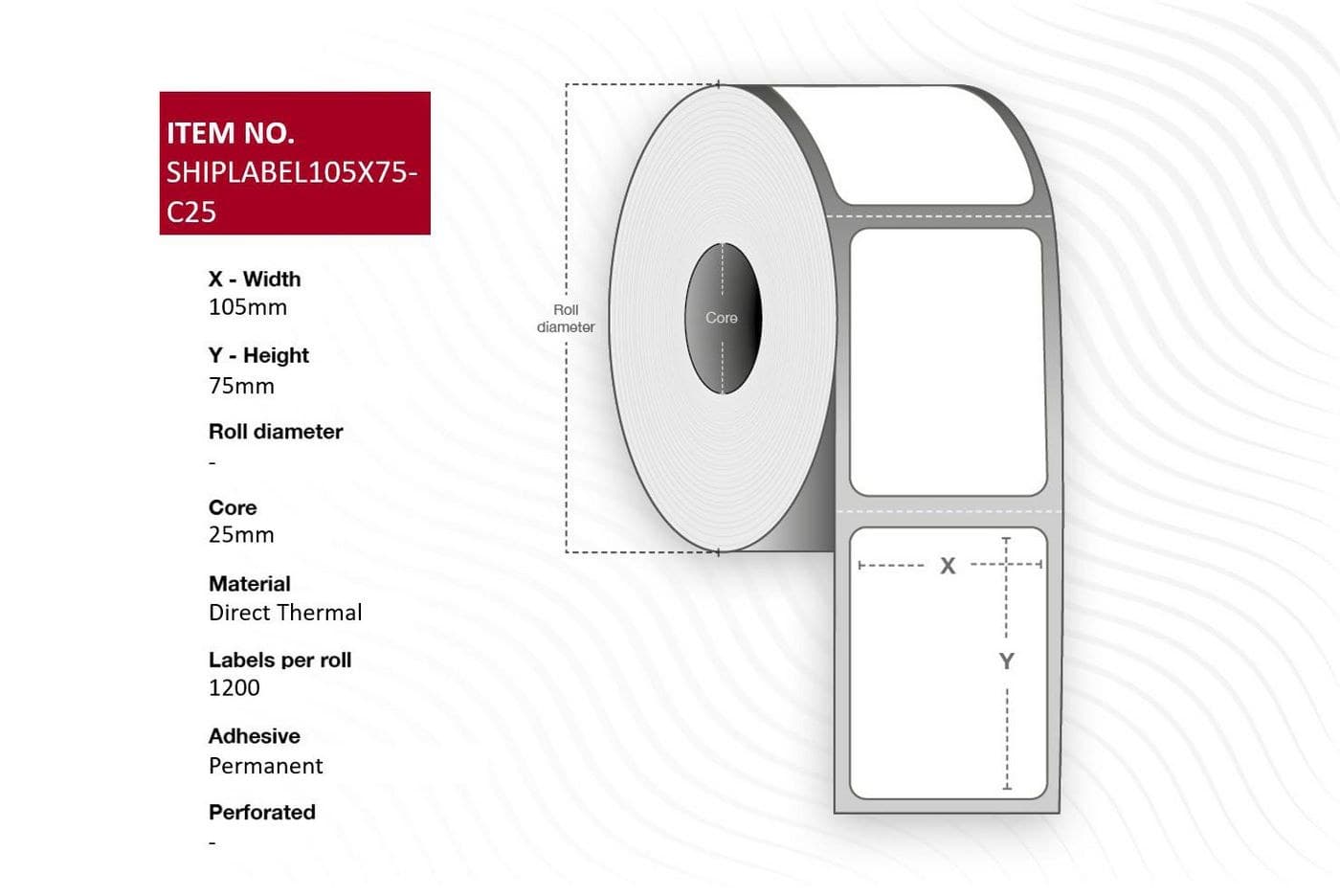 Ship-label 105 x 75mm, Core
