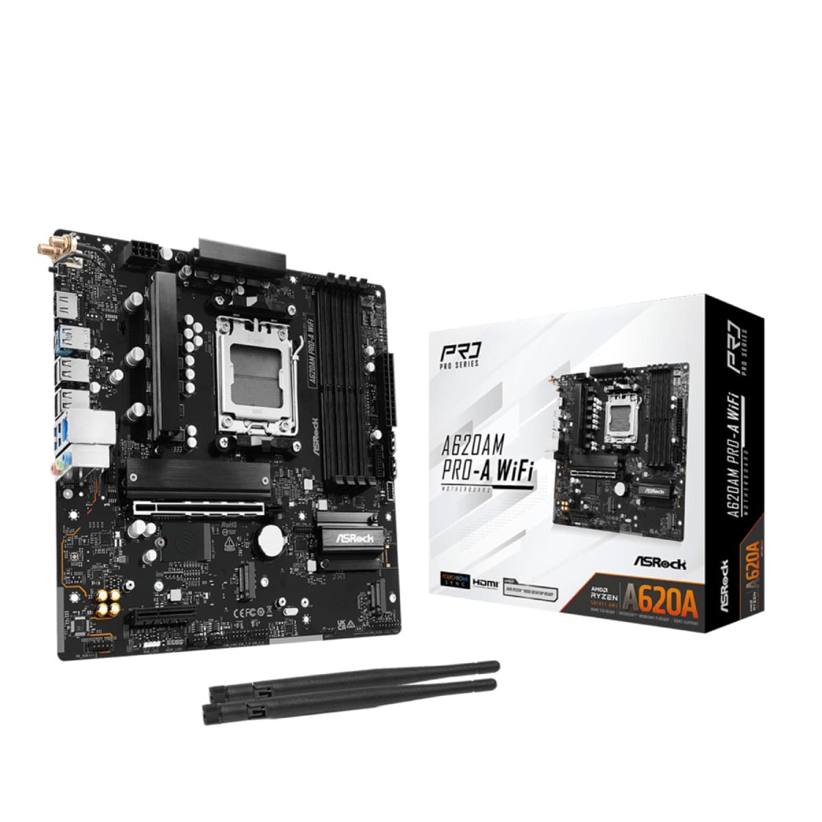 ASRock A620AM PRO-A AMD A620A DDR5 Micro-ATX Socket AM5 Motherboard - Wi-Fi