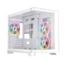 1st Player UV6 Tempered Glass Micro ATX Gaming Case - White with 3 RGB Fans thumbnail 1