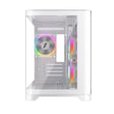 1st Player UV6 Tempered Glass Micro ATX Gaming Case - White with 3 RGB Fans thumbnail 2