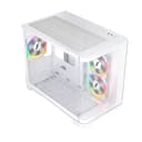 1st Player UV6 Tempered Glass Micro ATX Gaming Case - White with 3 RGB Fans thumbnail 4
