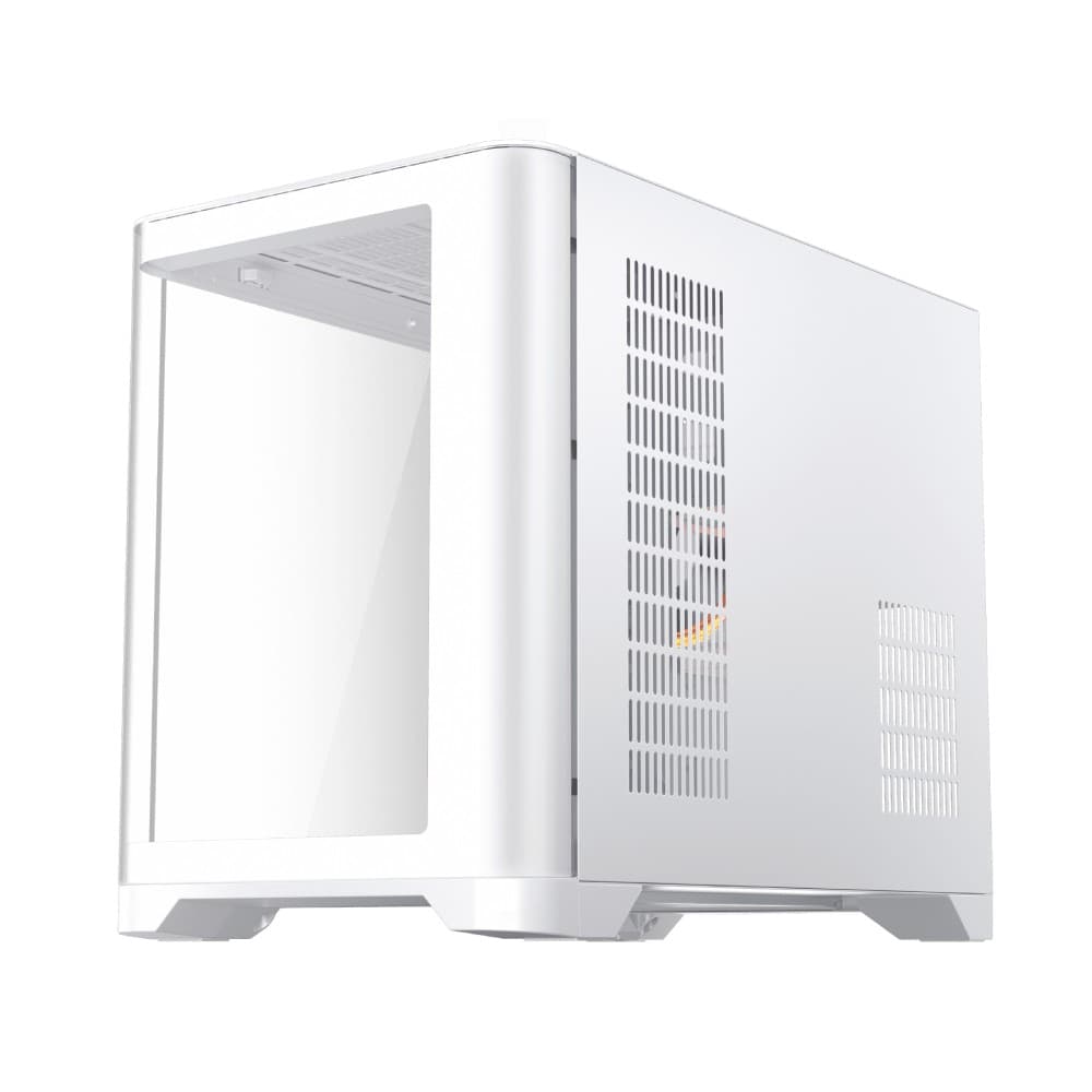 1st Player UV6 Tempered Glass Micro ATX Gaming Case - White with 3 RGB Fans - Image 5