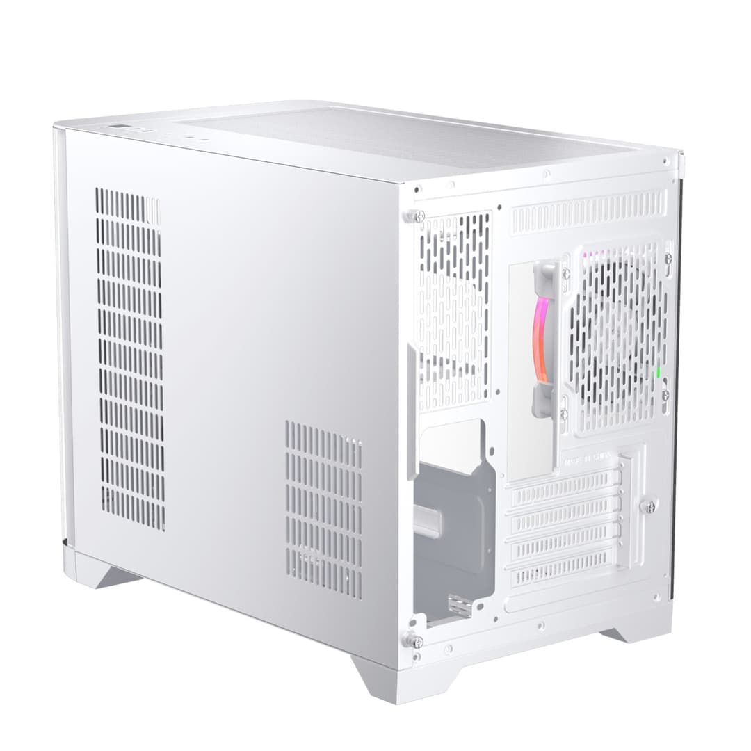 1st Player UV6 Tempered Glass Micro ATX Gaming Case - White with 3 RGB Fans - Image 6