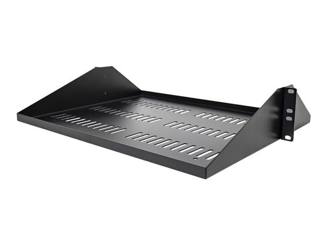StarTech.com 2U Vented Server Rack Shelf, Center Mount 14in Deep Fixed Cantilever Tray, Rackmount Shelf for 19" AV/Data/Network Equipment w/ Cage Nuts & Screws, 200lbs Weight Capacity - 2U Network Rack Shelf - rack shelf - 2U - Image 1