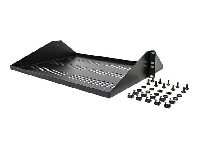 StarTech.com 2U Vented Server Rack Shelf, Center Mount 14in Deep Fixed Cantilever Tray, Rackmount Shelf for 19" AV/Data/Network Equipment w/ Cage Nuts & Screws, 200lbs Weight Capacity - 2U Network Rack Shelf - rack shelf - 2U - Image 5