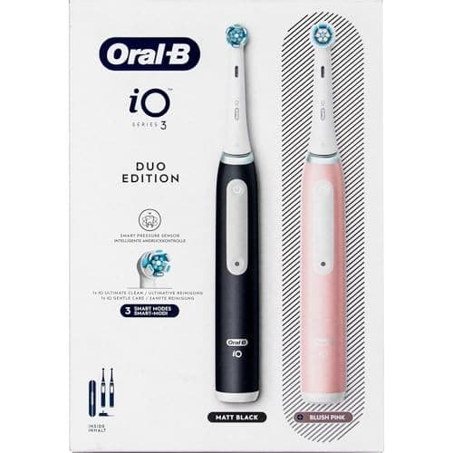 Oral-B iO3 Electric Toothbrush - Matt Black & Blush Pink, Duo Pack - Image 5