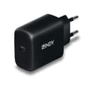 Lindy 65W USB-C GaN Charger, PD 3.0 / PPS, Single Port, EU 2-Pin Plug, Black (73426) thumbnail 1