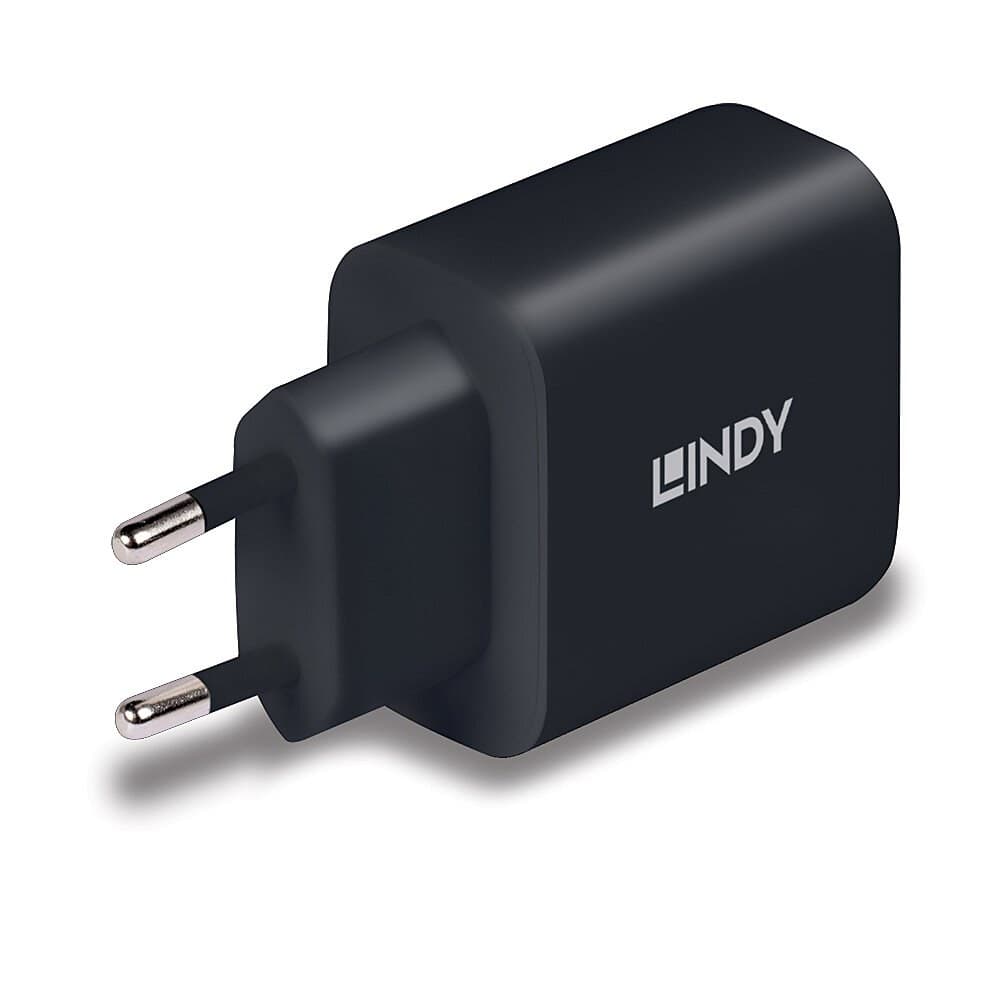Lindy 65W USB-C GaN Charger, PD 3.0 / PPS, Single Port, EU 2-Pin Plug, Black (73426) - Image 2
