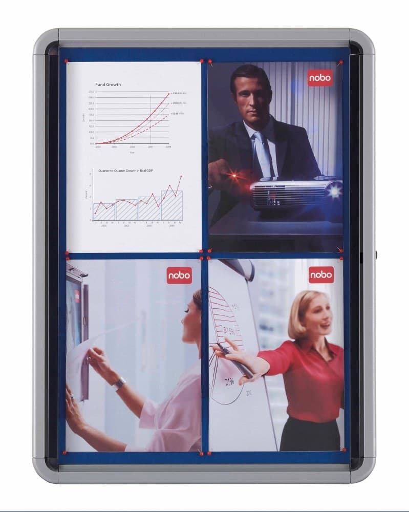 Nobo Premium Plus Lockable Felt Notice Board 9xA4 709 x 970mm - Blue (1902556) - Image 4
