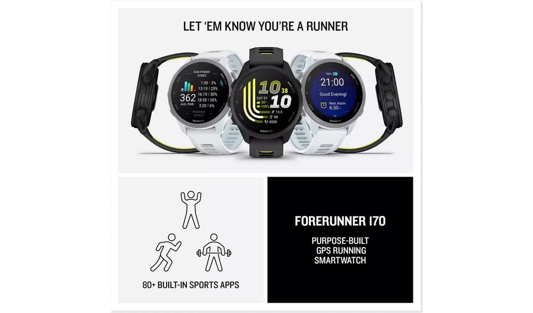 Garmin Forerunner 170 43mm GPS Running Smartwatch - Whitestone/Cloud Blue - Image 7