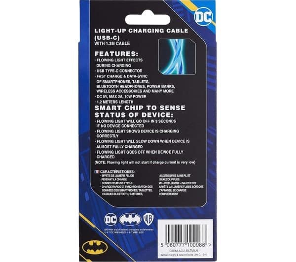 LAZERBUILT Batman Light-up USB Type-C to USB Cable - 1.2 m - Image 2