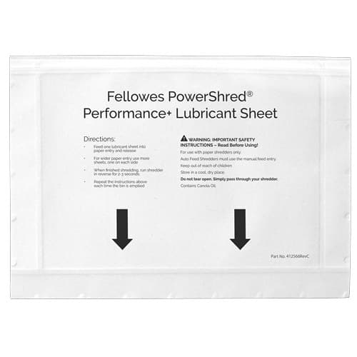 Fellowes Powershred Shredder Lubricant Sheets - Pack of 10 (4025601)