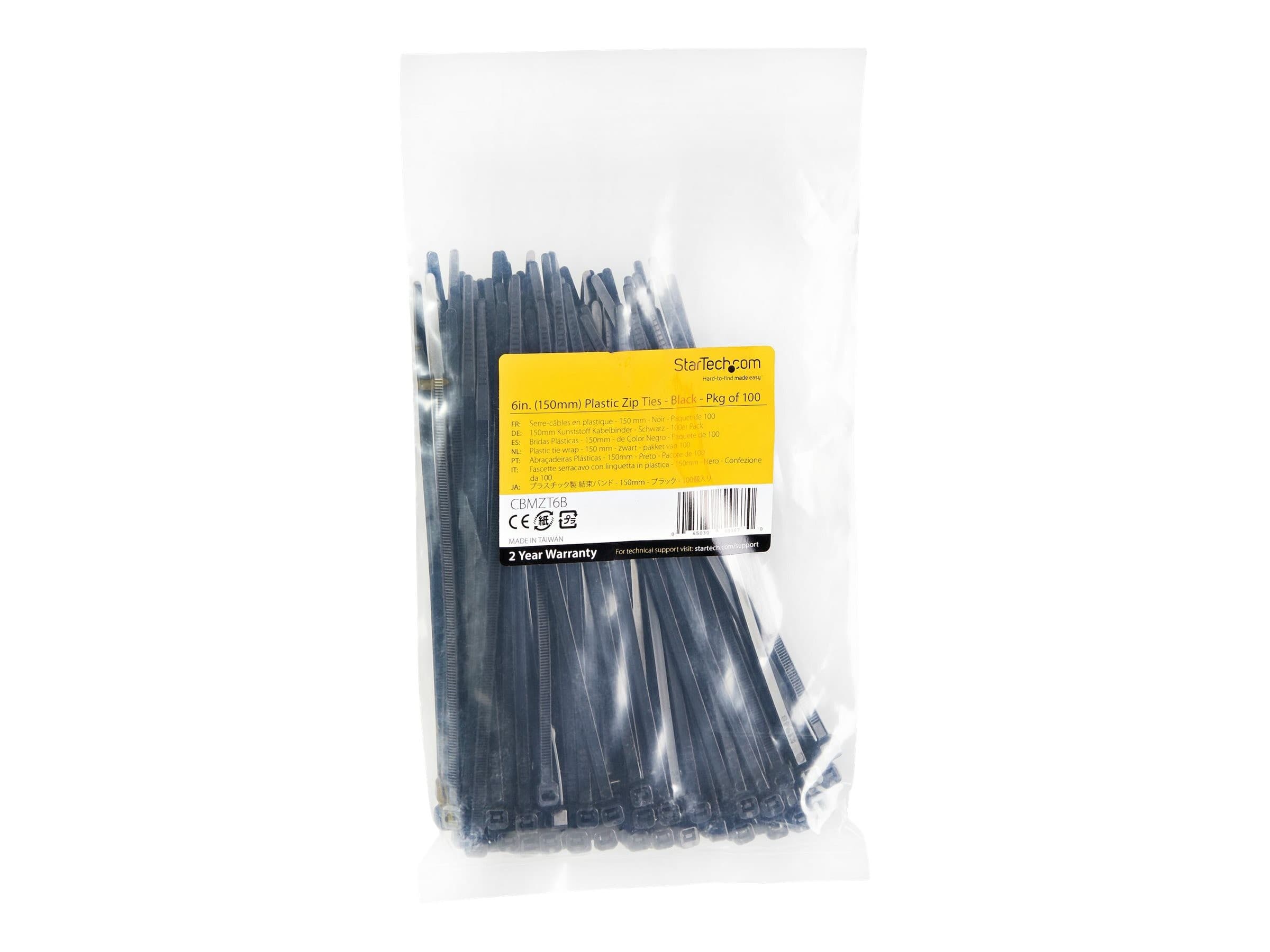 StarTech Cable Ties 15cm 100 Pack Black