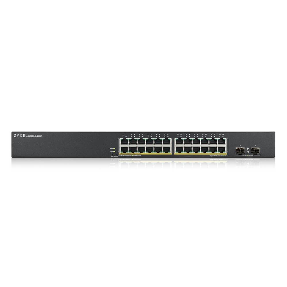 Zyxel GS1900-24HPv2 GS190024HPV2-GB0101F Rack Mountable Smart Managed 24 x Gigabit Ethernet PoE+ RJ45 + 2 x SFP Ports 170W PoE Budget Network Switch - Image 1