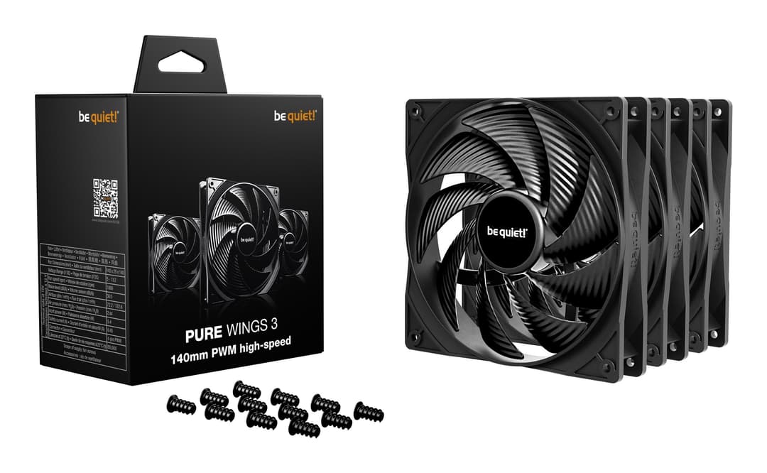 be quiet! Pure Wings 3 140mm PWM High-Speed Triple Pack Case Fans - Black - Image 3