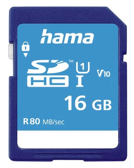 Hama 00124134 Memory Fast Memory Card 16 GB SDHC UHS-I Class 10 U1 V10 80MB/s - Image 1