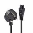 Lindy 1m UK 3-Pin Plug to IEC C5 Cloverleaf Mains Cable, 3A Fused, Black (30460) thumbnail 1