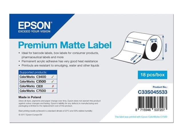 Epson Premium - die cut labels - matte - 225 label(s) - 102 x 152 mm - Image 2