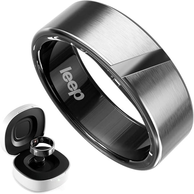 LEEP Smart Ring Size 8 Silver, IP68 Waterproof Health & Fitness Tracker with Heart Rate & Sleep Monitoring - Image 1