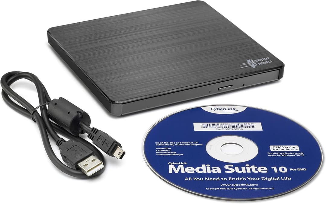 LG GP60NB60 Slim Portable DVD-RW External Drive - Black - Image 3