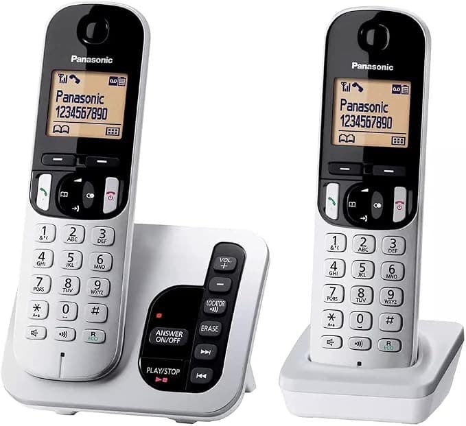 Panasonic KX-TGC222EB Twin Digital Cordless Phone DECT Answering Machine Call Blocker - Silver - Image 1