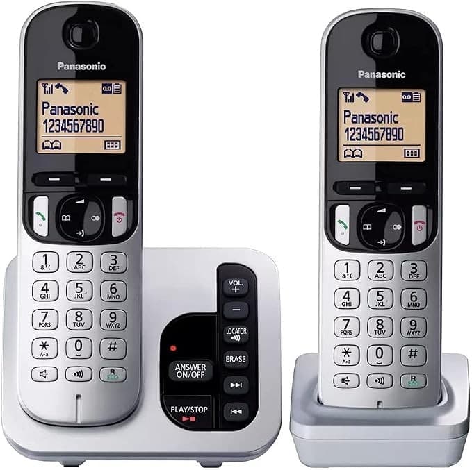 Panasonic KX-TGC222EB Twin Digital Cordless Phone DECT Answering Machine Call Blocker - Silver - Image 2