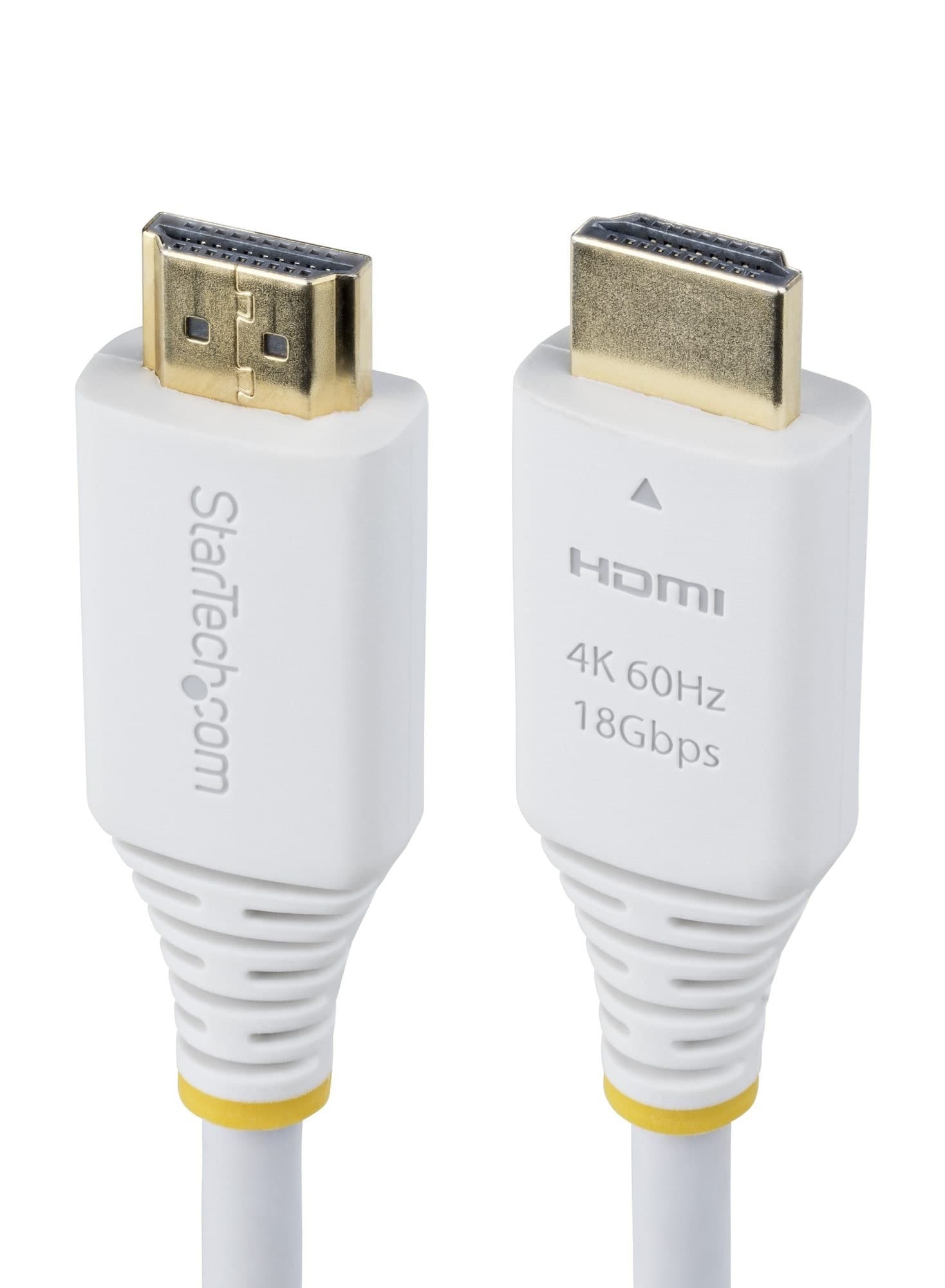 StarTech.com 6ft (1.8m) Premium Certified High Speed HDMI Cable, 4K 60Hz/1440p 144Hz, HDR10/HDCP 2.2/ARC, 18Gbps, UHD HDMI 2.0 Cord for TV/Monitor/Display, TPE Jacket, White