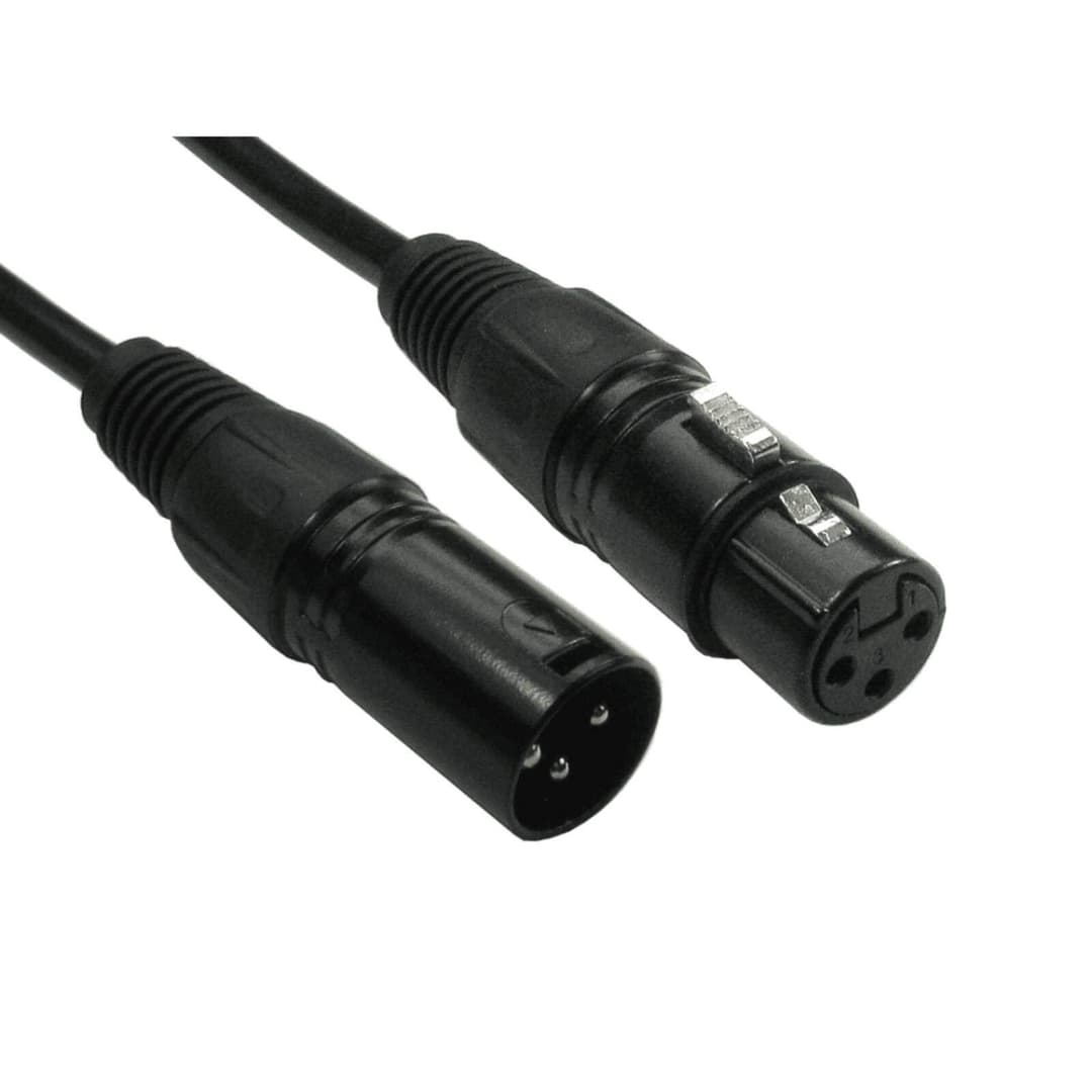 Cables Direct 20m 3-Pin XLR Male to Female Audio Cable - Black (2XLR-BK120) - Image 1