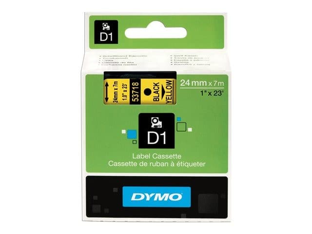 DYMO D1 Label Tape 24mm x 7m - Black on Yellow - Image 2