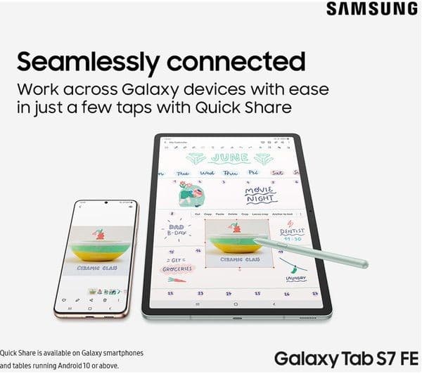 Samsung Galaxy Tab S7 FE 12.4-inch Wi-Fi 128GB 6GB RAM Tablet with S Pen - Mystic Pink - Image 5