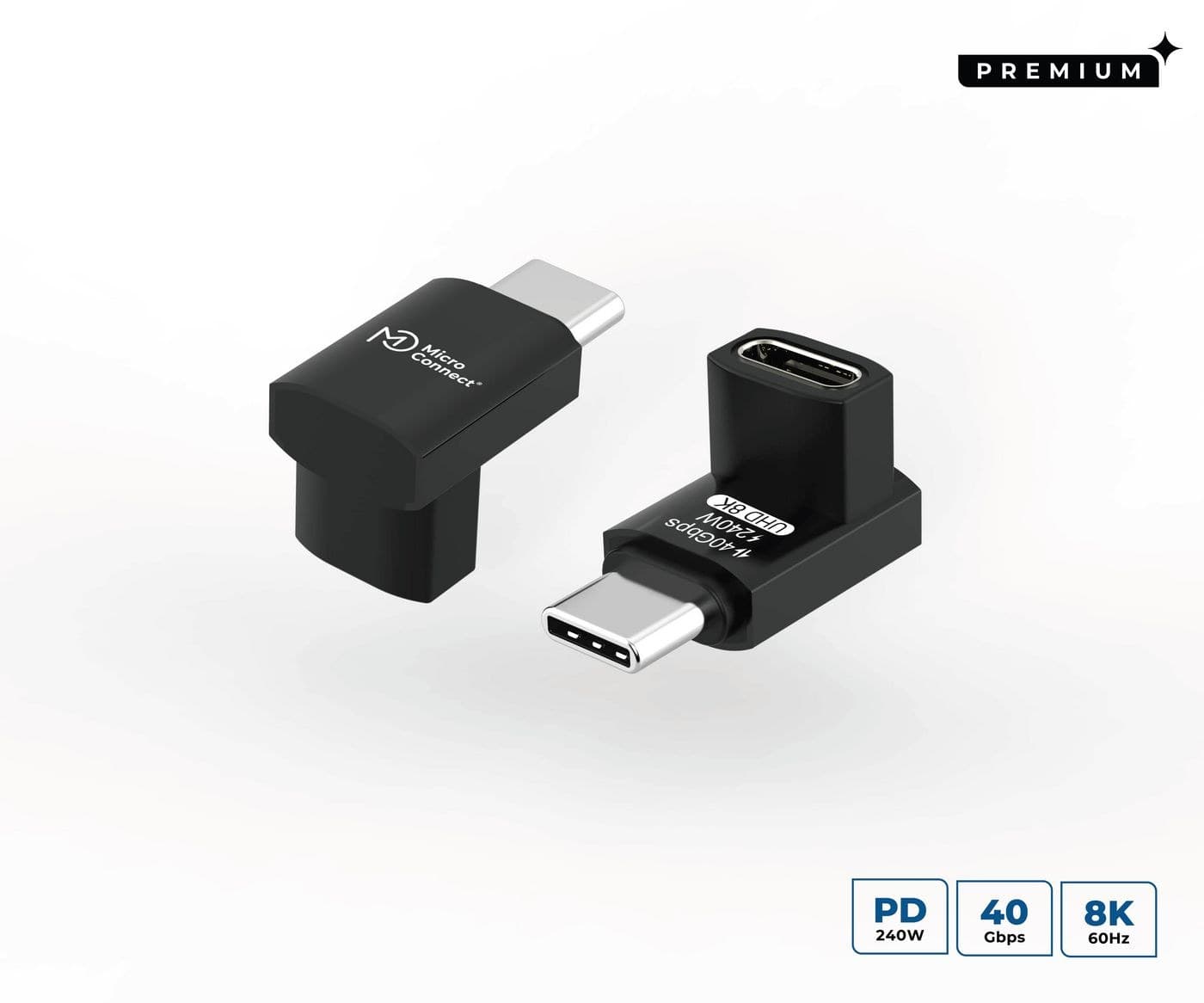 Microconnect Premium USB4 USB-C Angled Adapter 240W 40Gbps (MC-USB4AF)