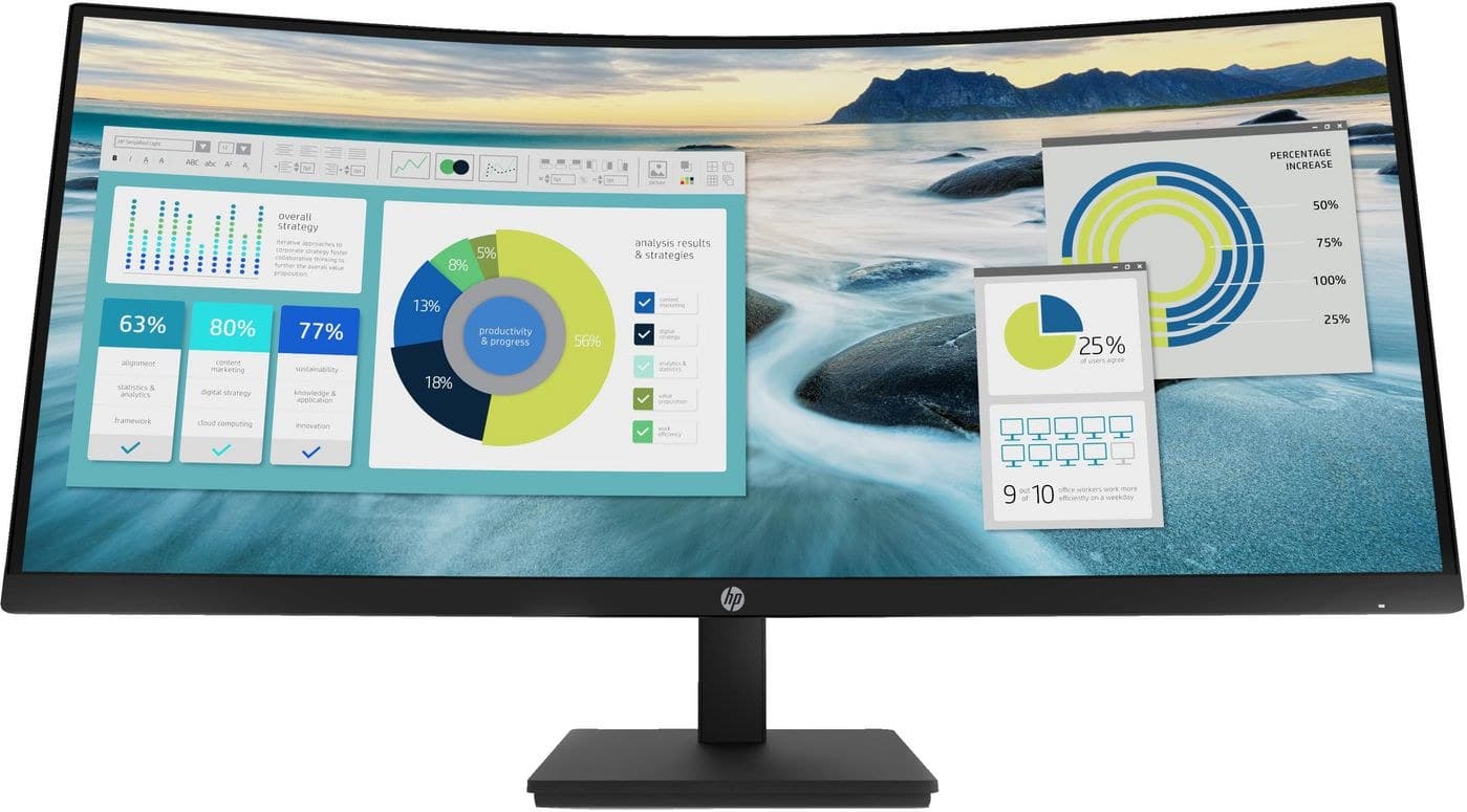 HP P34hc G4 34in UWQHD 3440x1440 Curved VA USB-C Monitor - Black (21Y56AA)
