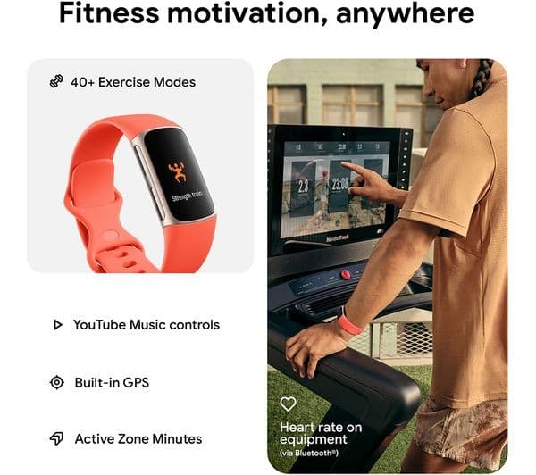 Fitbit Charge 6 Fitness Tracker - Coral - Image 3