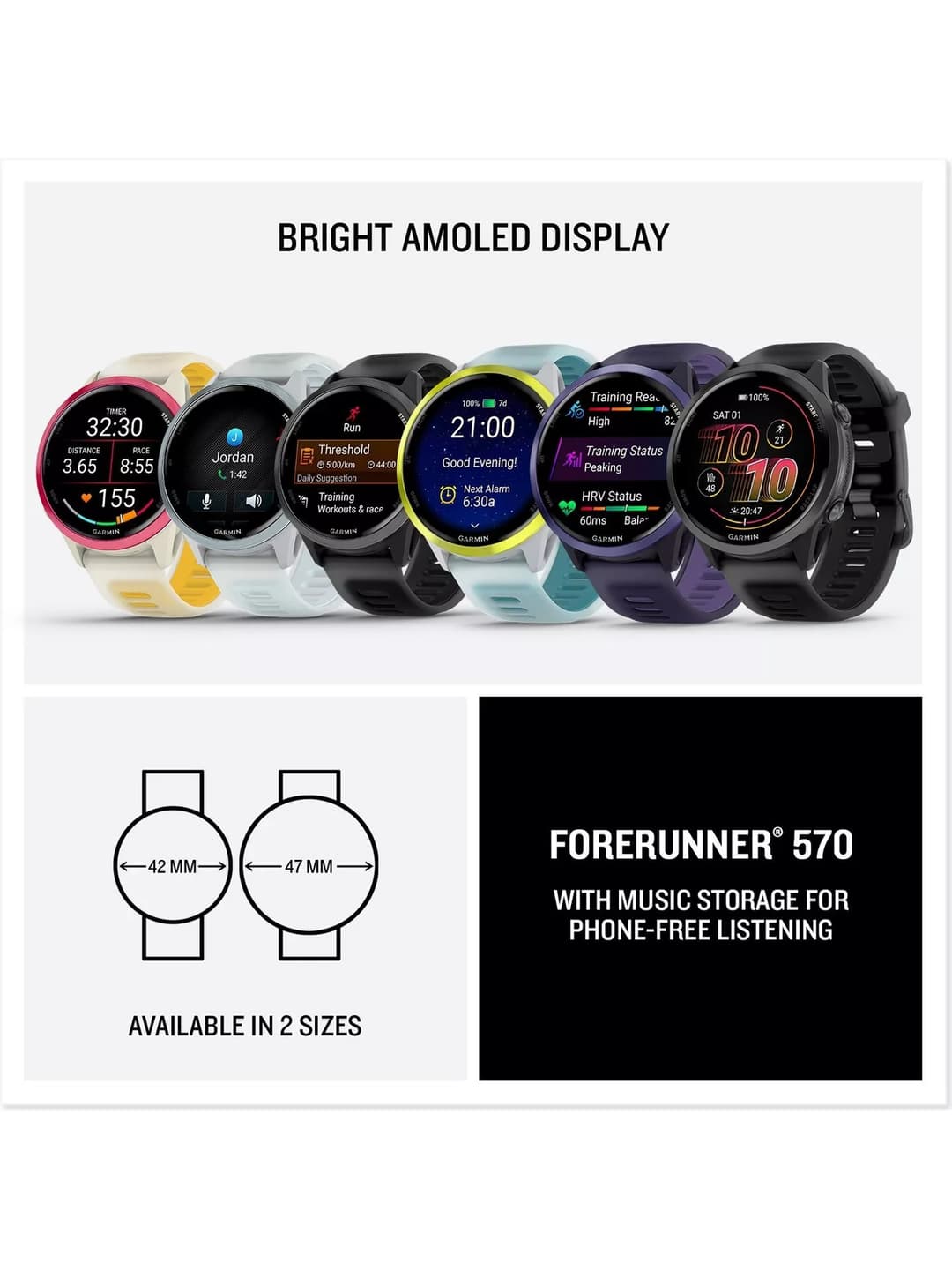 Garmin Forerunner 570 47mm GPS Running Smartwatch AMOLED - Indigo - Image 5