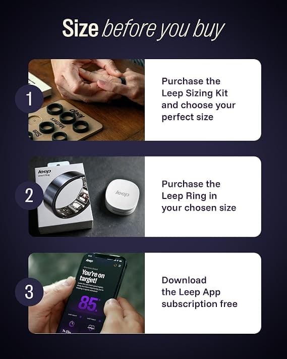 LEEP Smart Ring Size 12 Blue, IP68 Waterproof Health & Fitness Tracker with Heart Rate & Sleep Monitoring - Image 3