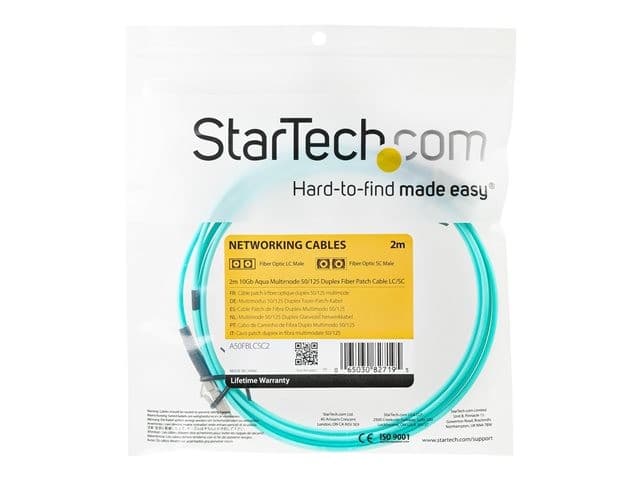 StarTech 2m Fiber Optic Cable LC/LC OM3 Aqua - Image 5