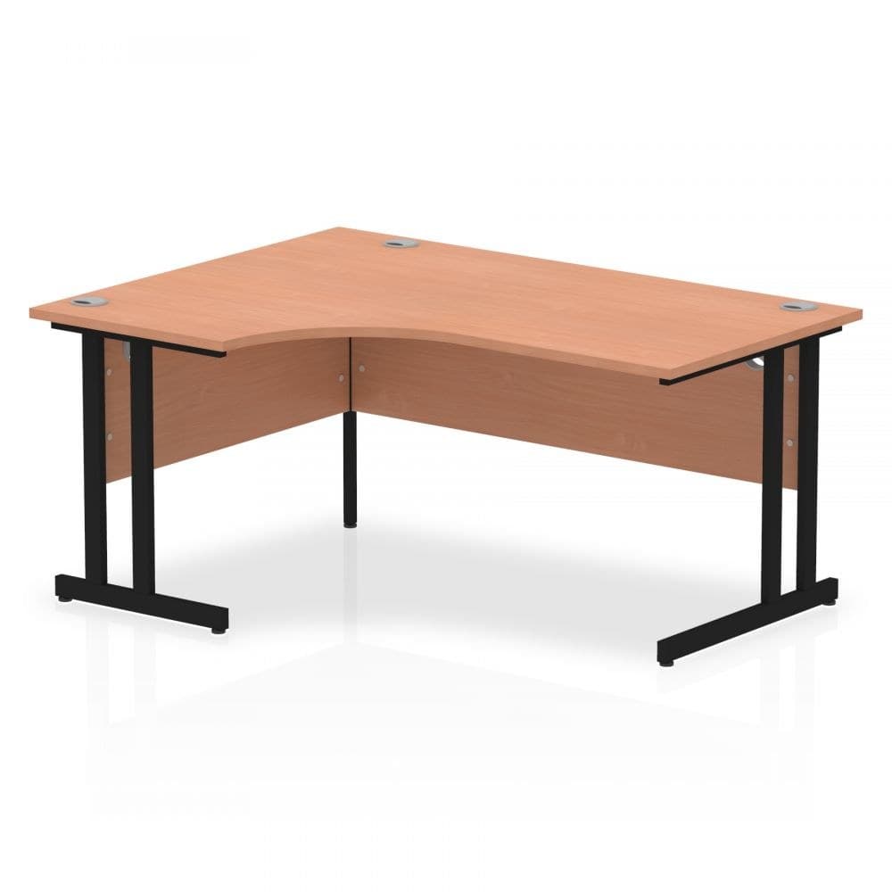 Dynamic Impulse Left Crescent Desk Beech Top Black Cantilever Leg - 1600mm