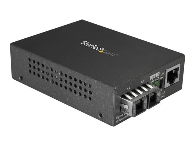 StarTech.com Singlemode (SM) SC Fiber Media Converter for 10/100/1000 Network, 10km, Gigabit Ethernet, 1310nm, w/ Auto Negotiation, Gigabit Ethernet to Single Mode (SMF) SC Fiber Converter - Ethernet Over Fiber (MCMGBSCSM10) - fibre media converter - 10Mb