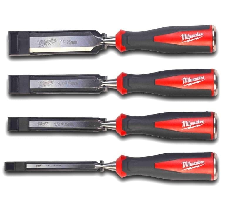 Milwaukee 4932479897 Bevelled Edge Wood Chisel Set, 4 Piece (6, 12, 19, 25mm) - Image 1