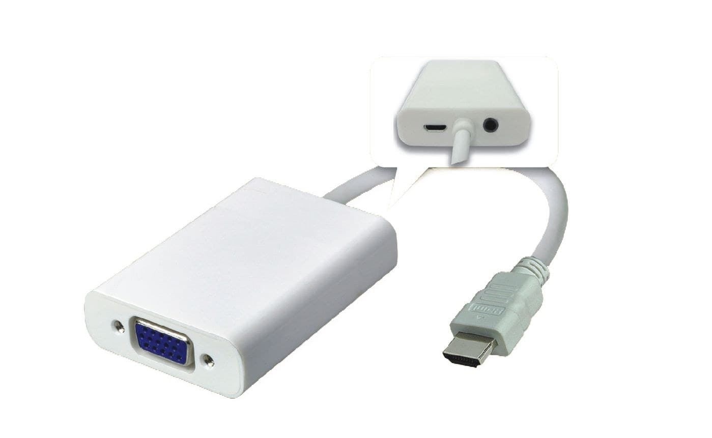 Microconnect HDMVGA2 HDMI to VGA Adapter with Micro USB Power 0.15m - White